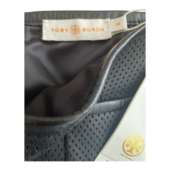 Tory Burch NWT Fae Leather Skirt | Black Perforated | Size 10 - Picture 5 of 7